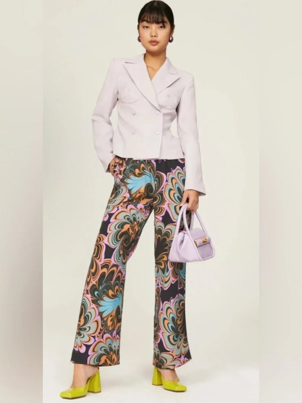 Untitled in Motion Intuition Pants Morpha psychedelic swirly crepe trousers S